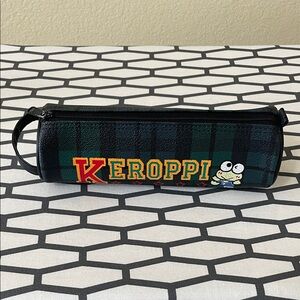 Sanrio Keroppi Plaid Pencil Case - Green and Black